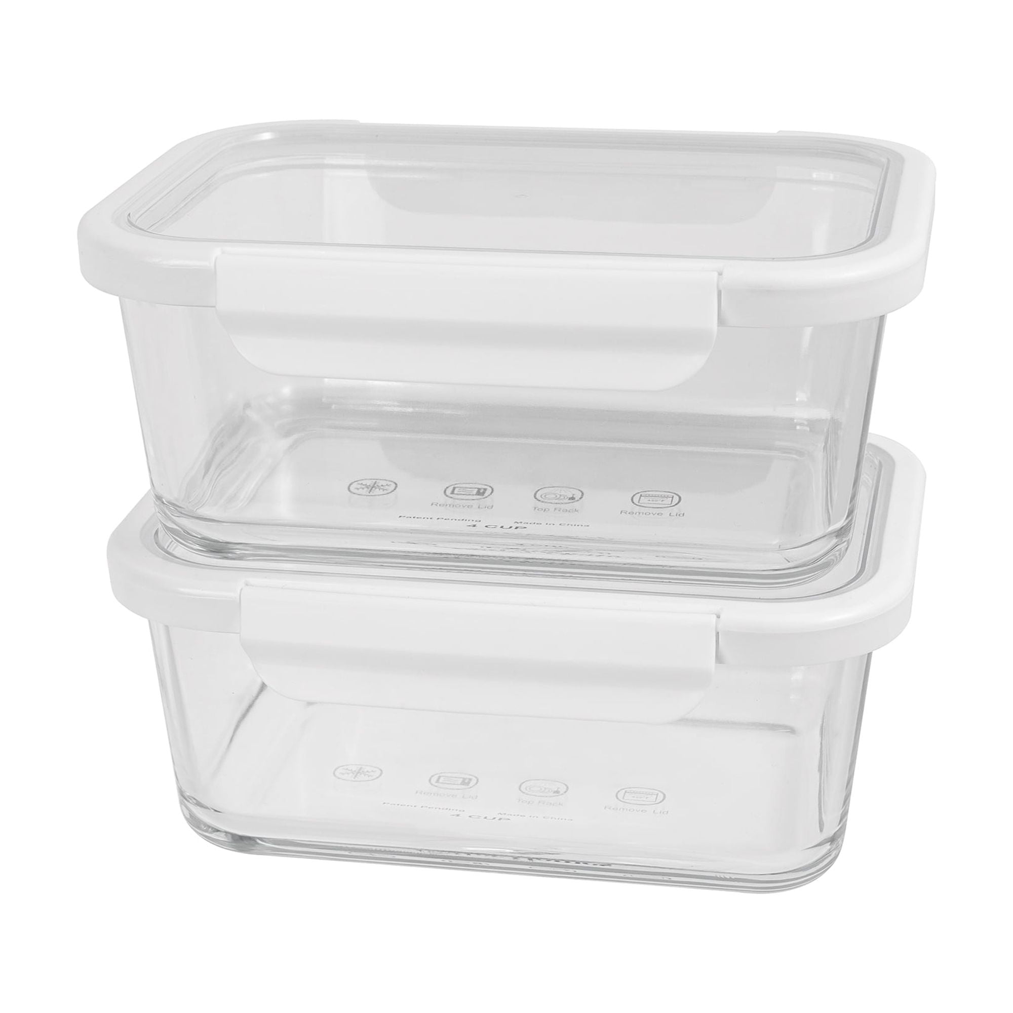 Food Storage Glass Set - 4Cup Rectangle Glass Food Storage Container