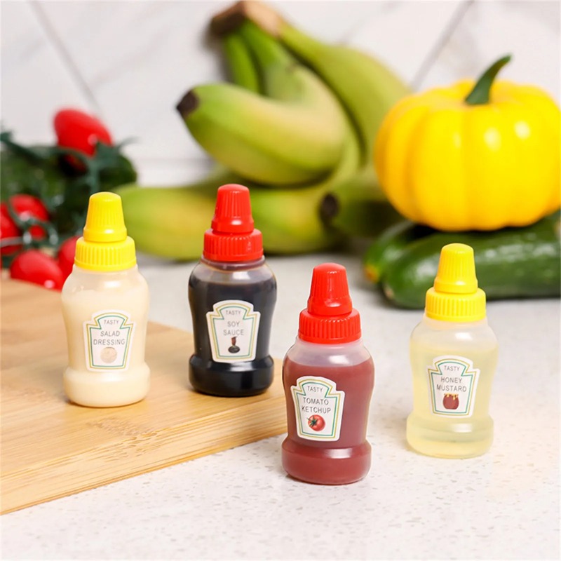 Herb Keeper Container - 5sets 4PC/set Mini Condiment Bottles Portable