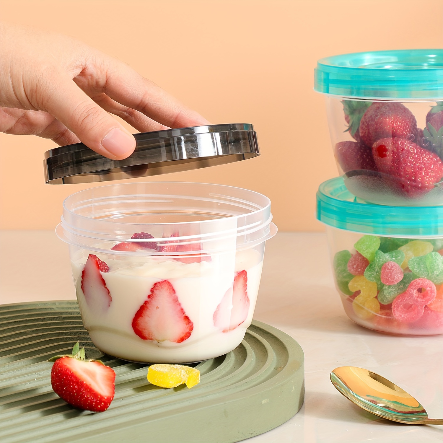 Food Storage Cabinet - 2 Transparent Sealed Food Storage Containers