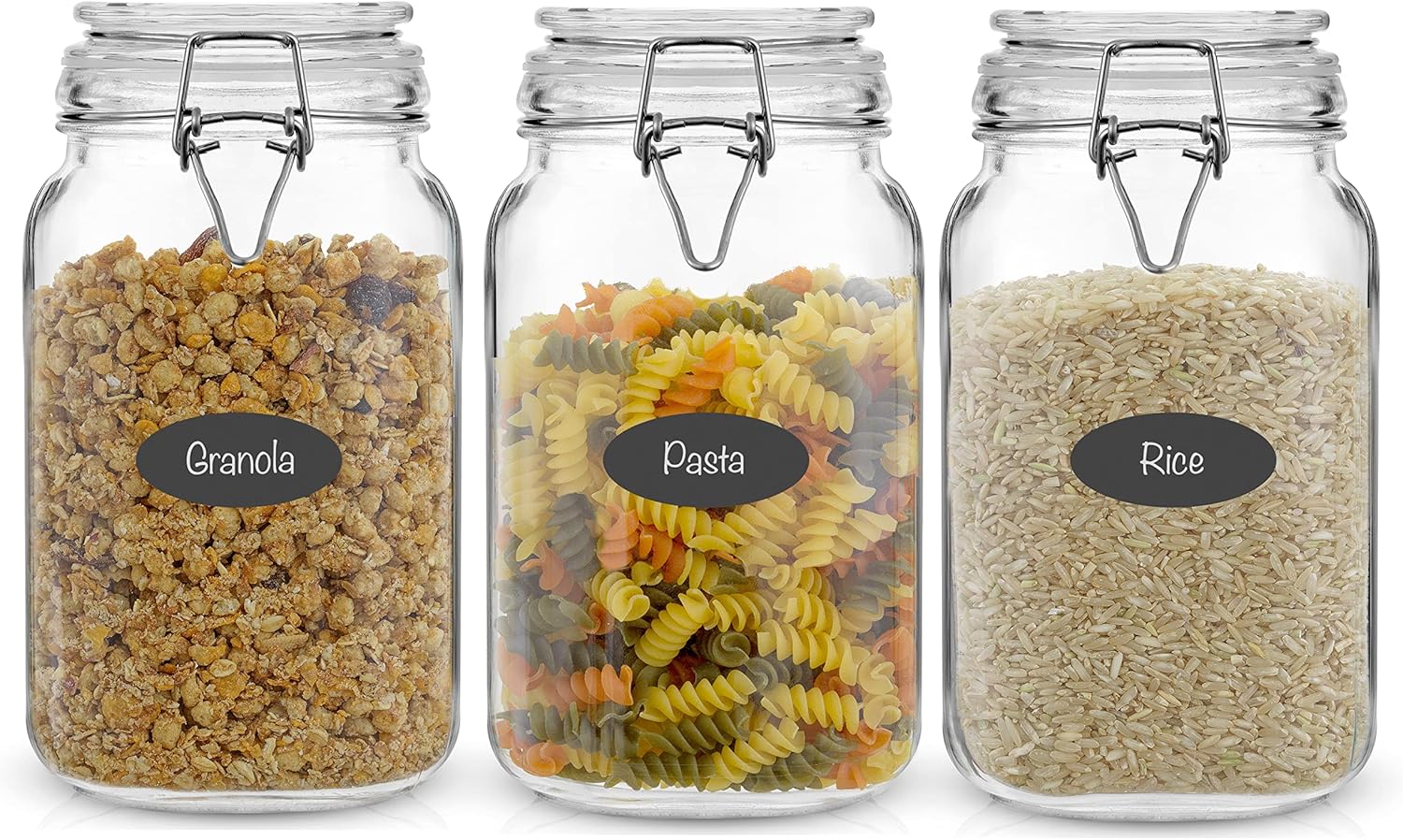 Food Storage Glass Set - Airtight Glass Jars with Lids Set