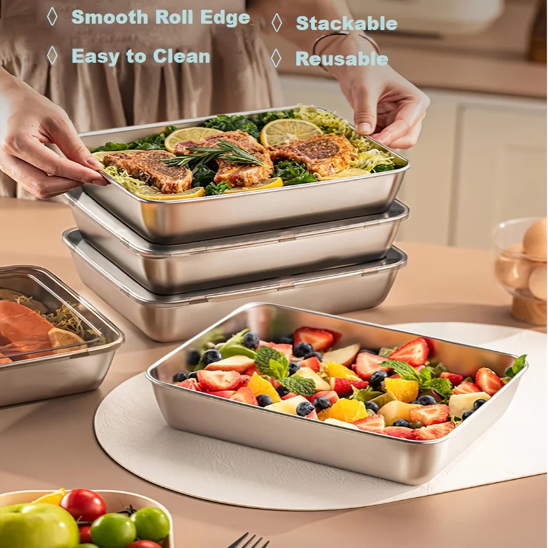 Food Storage Heat - 3pcs Stainless Steel Food Containers &