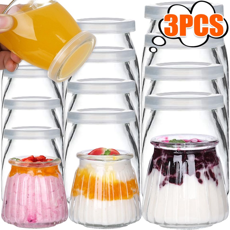 Food Storage Glass Box - 100/150/200ML Glass Yogurt Jars Honey Pudding