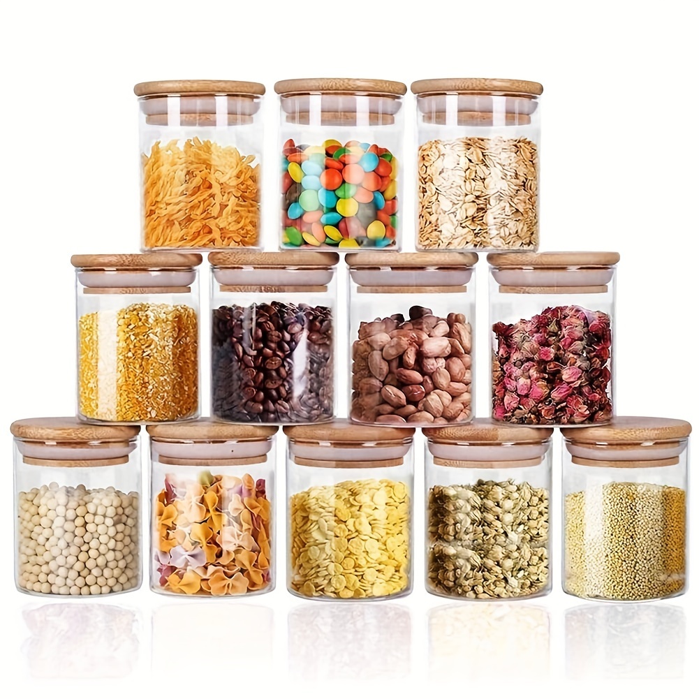 Food Storage Glass Box - 12-Pack 8oz Glass Spice Jars with