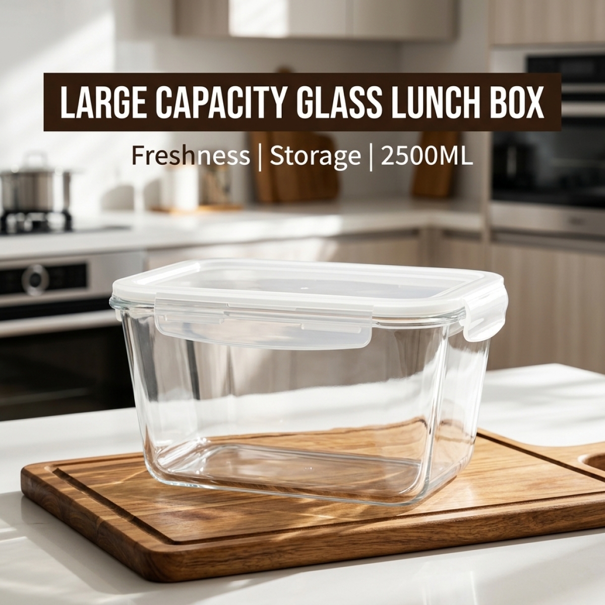 Food Storage Glass Box - Large Capacity Borosilicate Glass Food Container,Leakproof