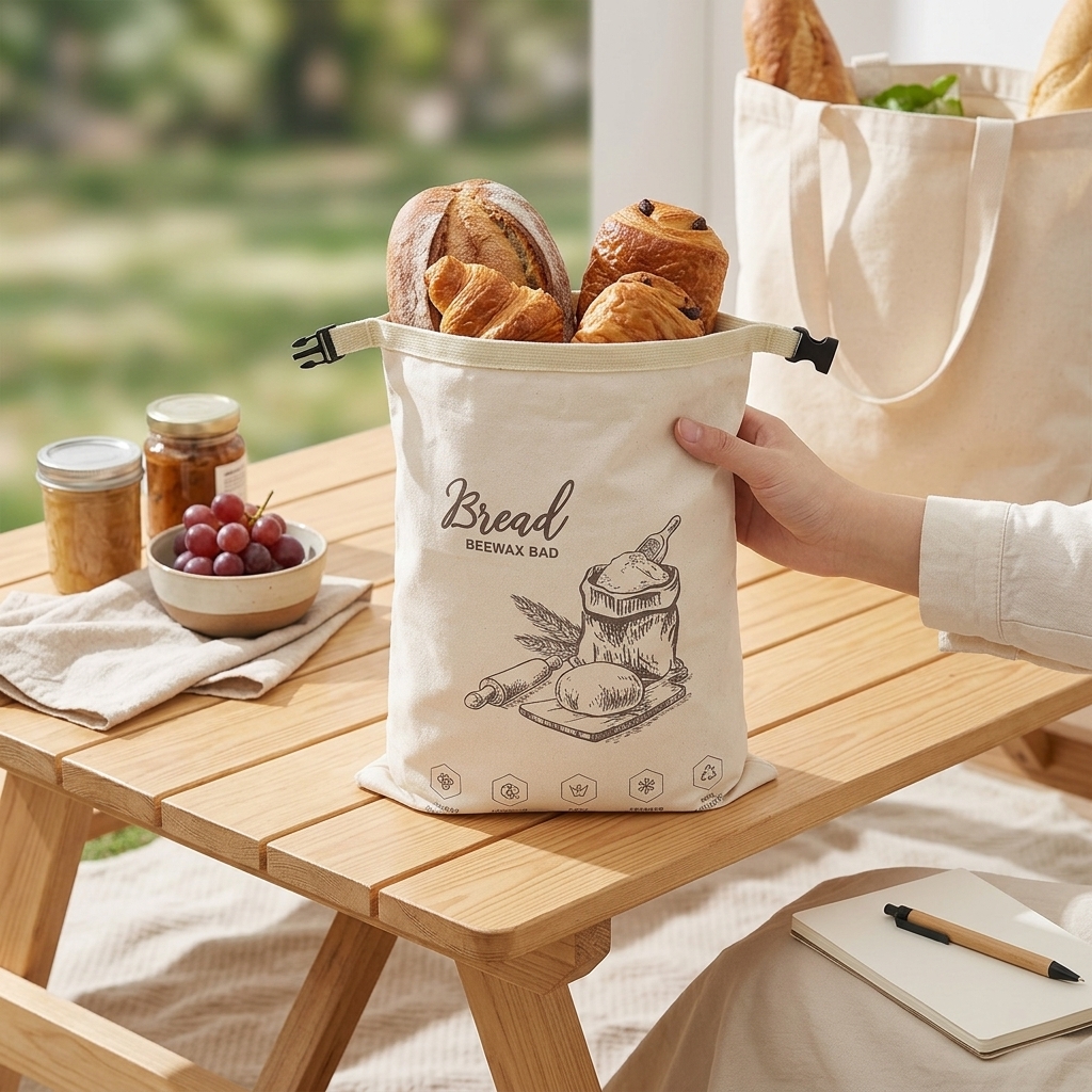 Food Storage Zipper - Reusable Beeswax Bread Bag with Zipper