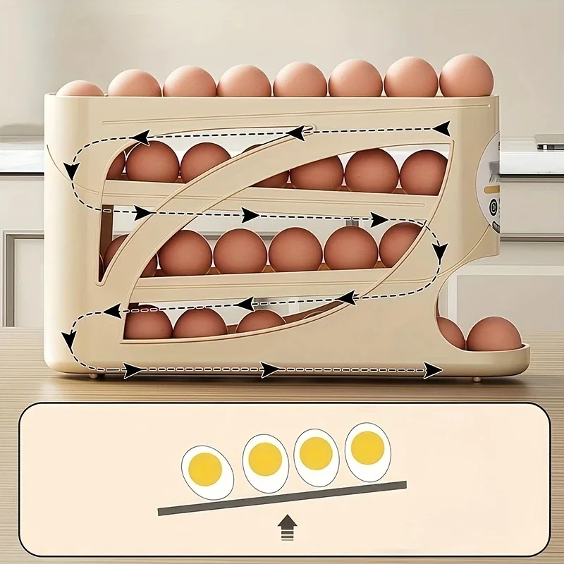 Food Storage With Dividers - 3 Tier Rolling Egg Storage Box