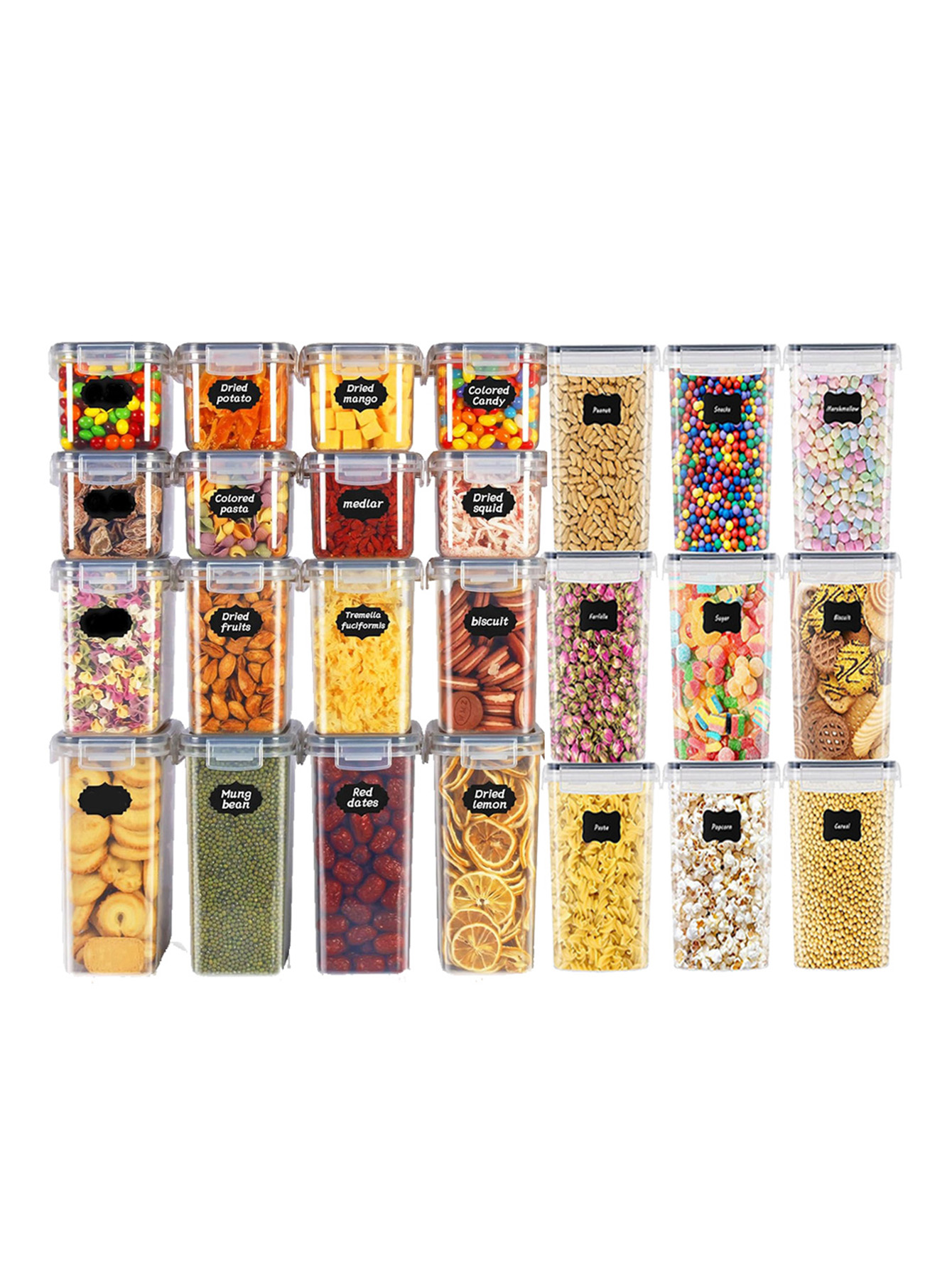 Food Storage Jar Labels - 48pcs,Sealed food storage containers with LIDS,