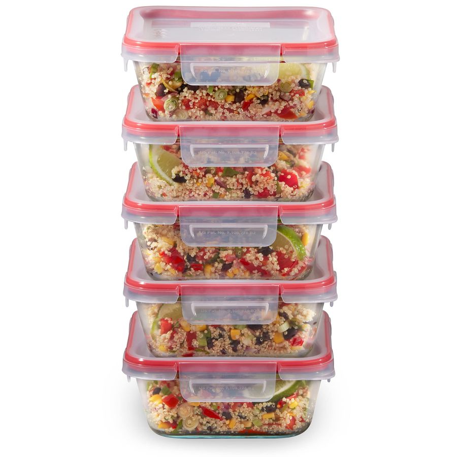 Food Storage Glass Set - Freshlock 5Pack, 4 Cup Glass Food