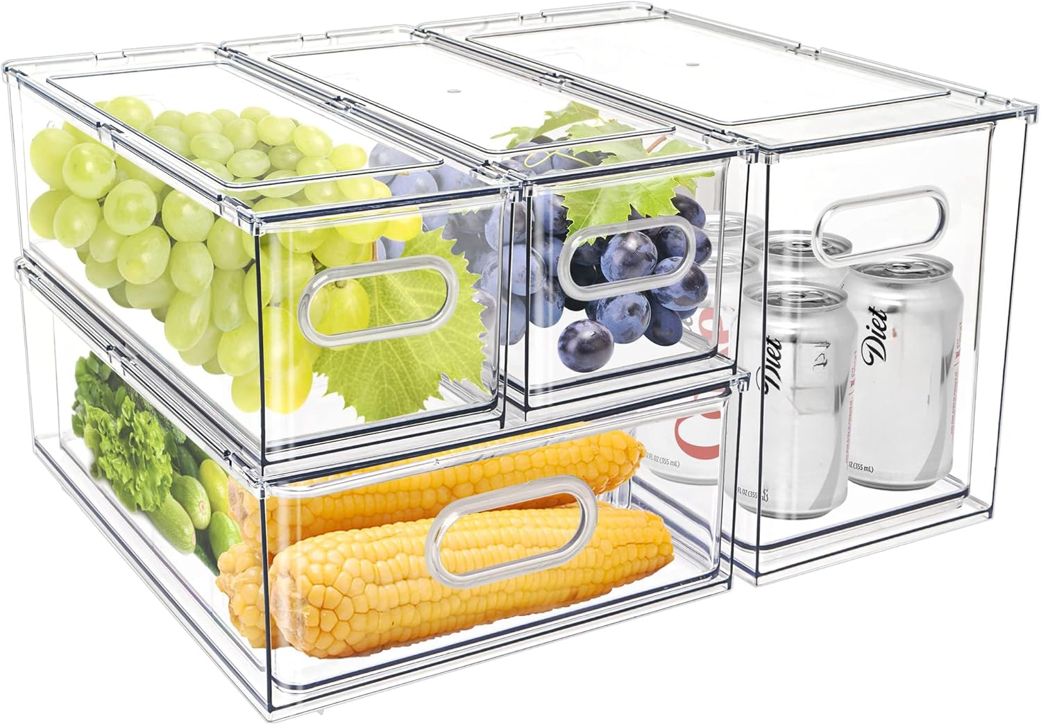 Food Storage Without Plastic - Fridge Drawer Pull Out Stackable Bins