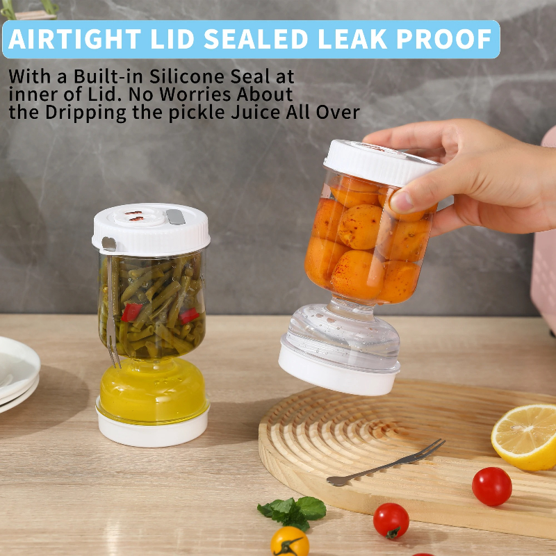 Pickles Jar with Lids Strainer - Food Storage With Dividers recensione e prezzo