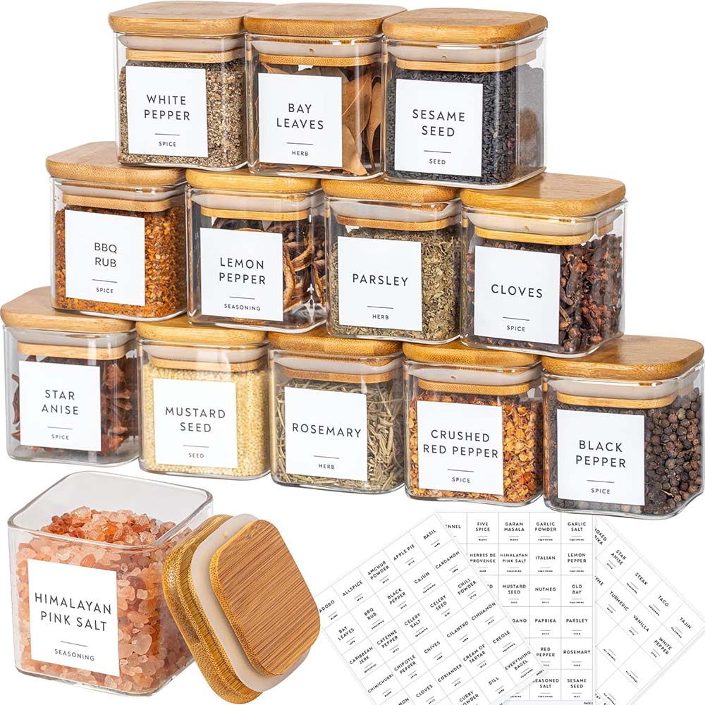 5oz Glass Jars Set with Spice  - Food Storage Jar Labels recensione e prezzo