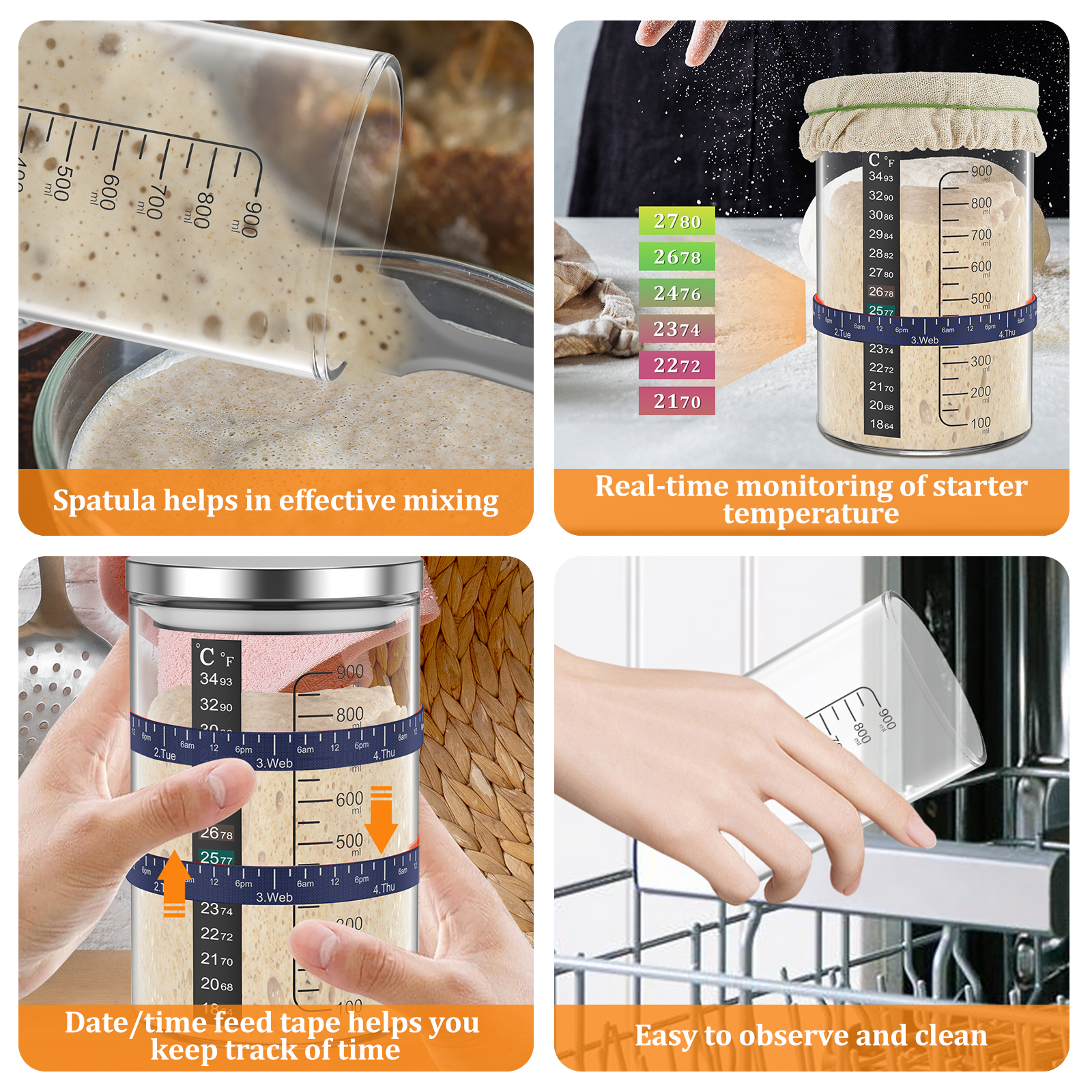 Sourdough Starter Jar 900ml St - Food Storage Glass Box recensione e prezzo