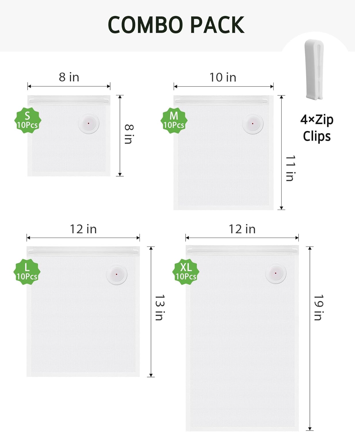 40 Pcs Vacuum Sealer Bags Reus - Food Storage Zipper recensione e prezzo