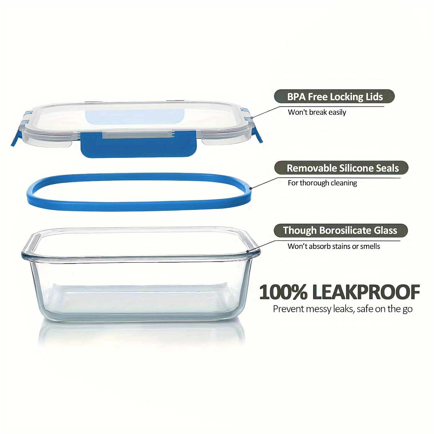 17pcs Glass Food Storage Conta - Food Storage Square Containers recensione e prezzo
