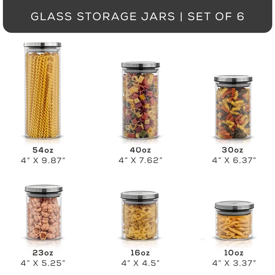 Kitchen Canister Set. 6 Glass  - Food Storage Glass Set recensione e prezzo