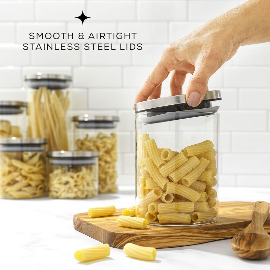 Kitchen Canister Set. 6 Glass  - Food Storage Glass Set recensione e prezzo