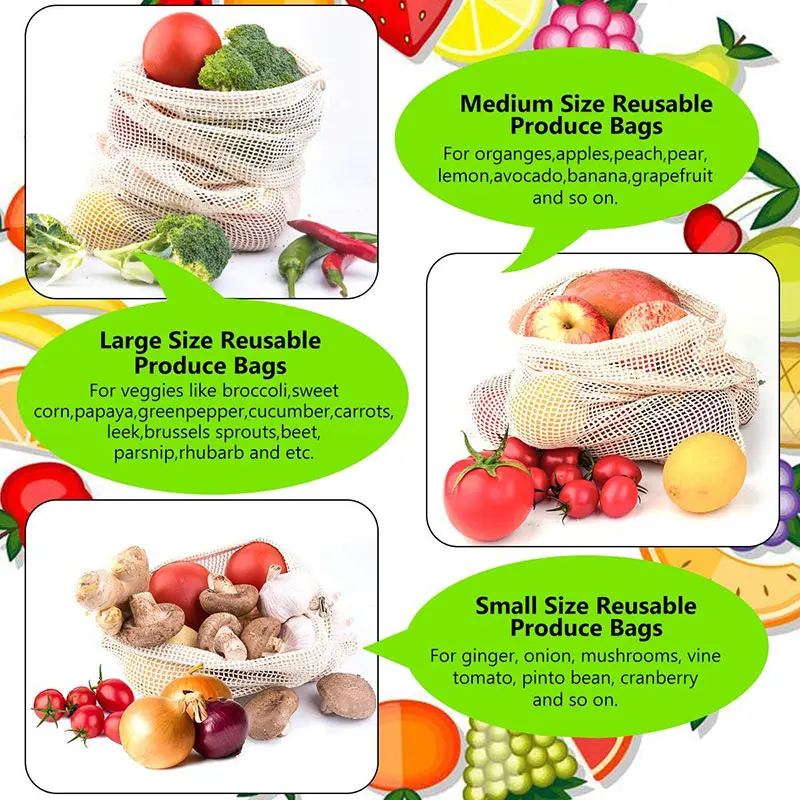 3 6 10pcs Reusable Produce Bag - Food Storage Net recensione e prezzo