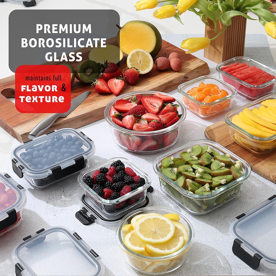 48pc Glass Storage Containers  - Food Storage Glass Set recensione e prezzo