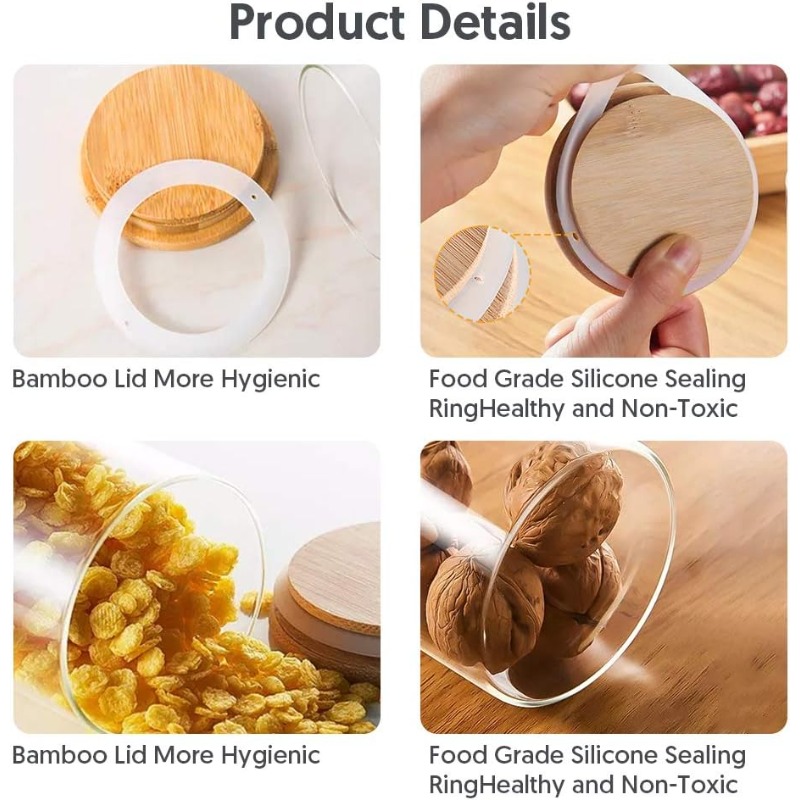 12 Glass Jars Set with Bamboo  - Food Storage Jar Labels recensione e prezzo