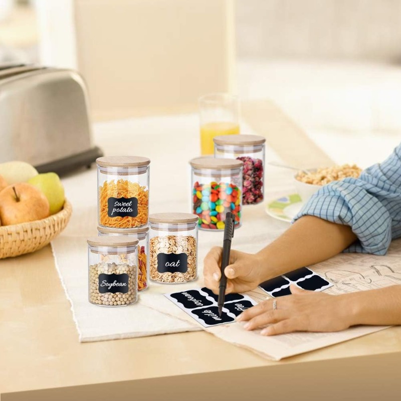 12 Glass Jars Set with Bamboo  - Food Storage Jar Labels recensione e prezzo