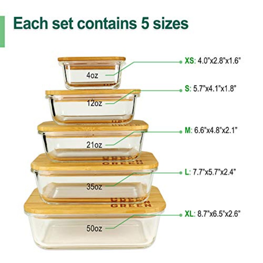 Glass Containers with Bamboo L - Food Storage Glass Set recensione e prezzo