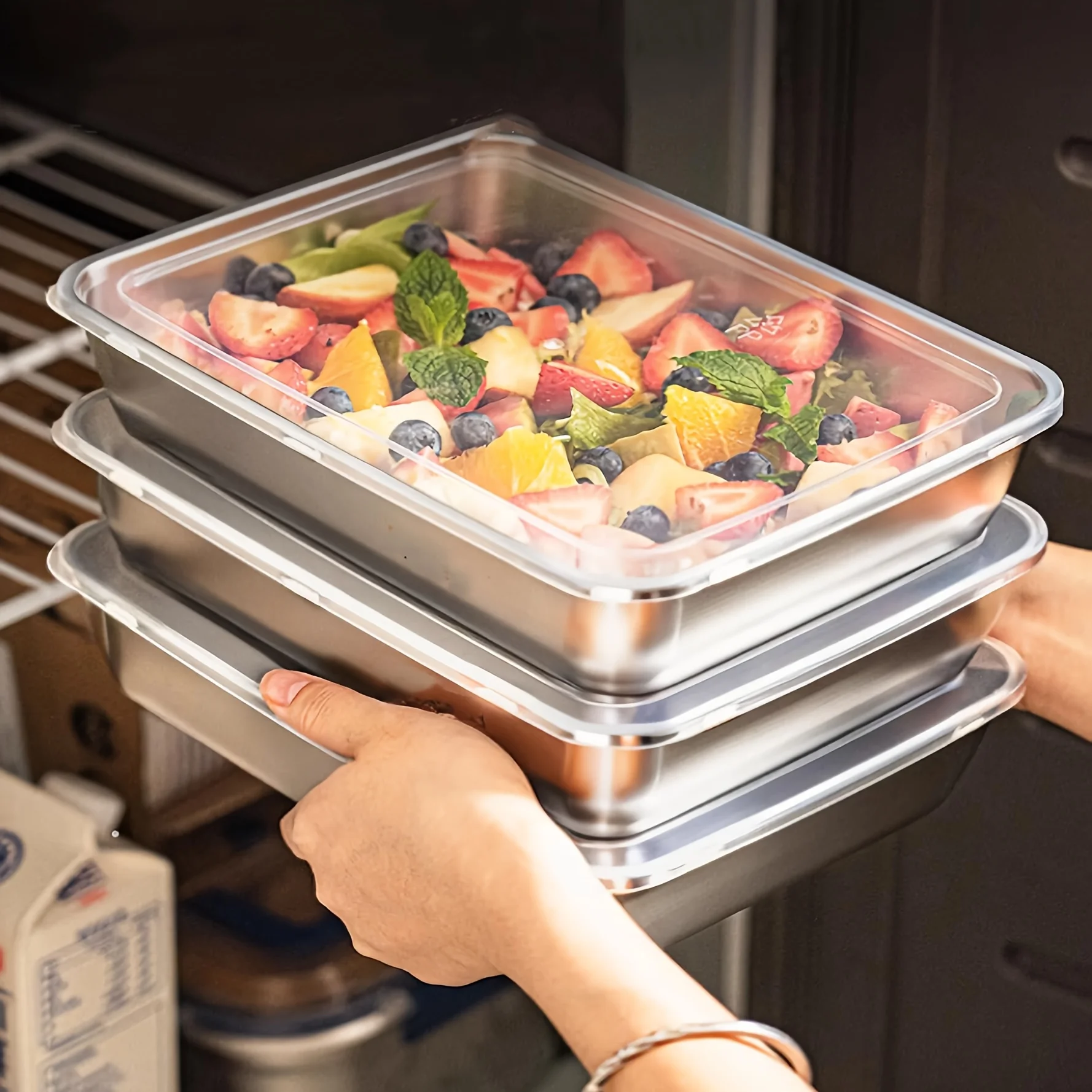 3pcs Stainless Steel Food Cont - Food Storage Heat recensione e prezzo
