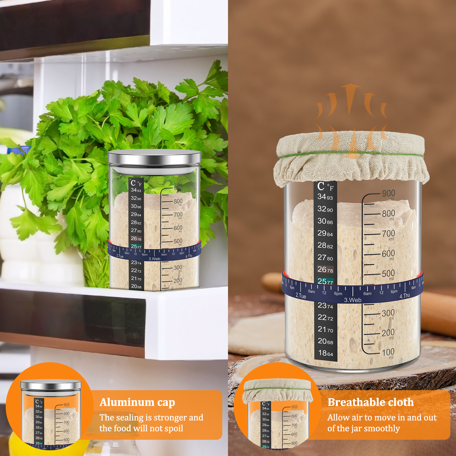 Sourdough Starter Jar Kit 900m - Food Storage Glass Box recensione e prezzo