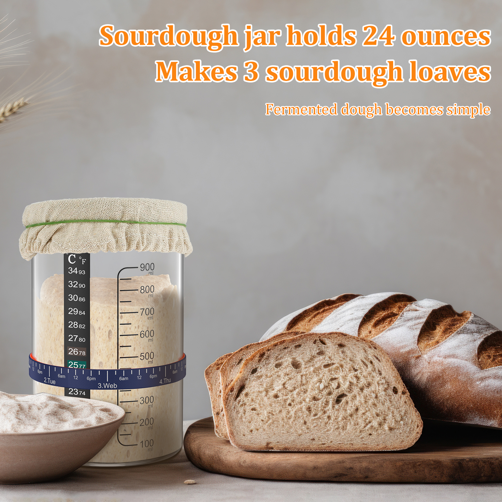 Sourdough Starter Jar Kit 900m - Food Storage Glass Box recensione e prezzo