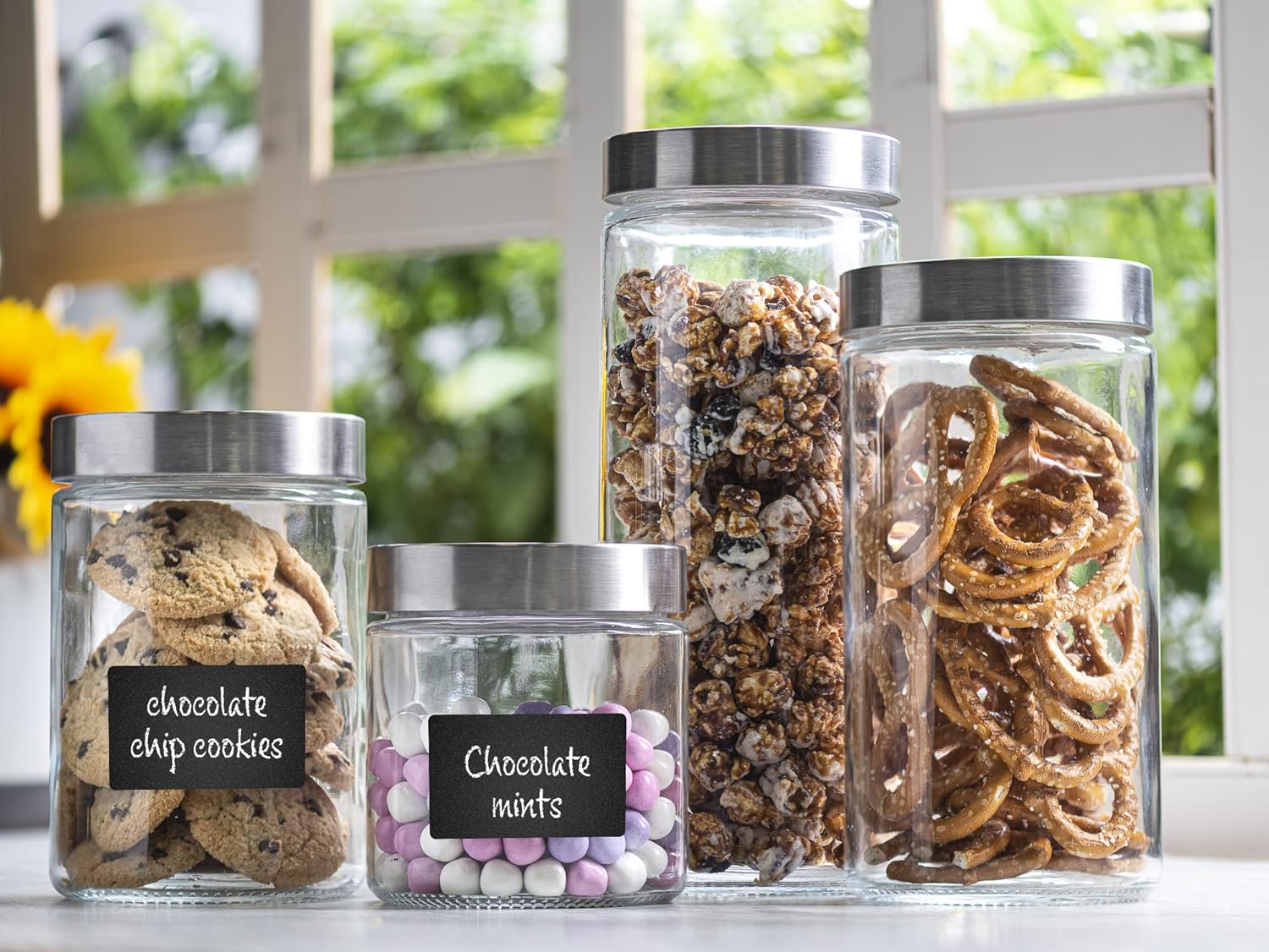 4pc Canister Sets for Kitchen  - Food Storage Glass Set recensione e prezzo