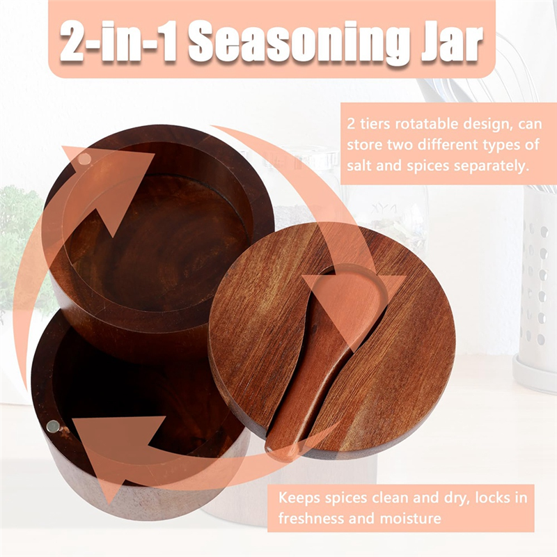 Wooden Salt Shaker, 2-Tier Spi - Herb Keeper Container recensione e prezzo