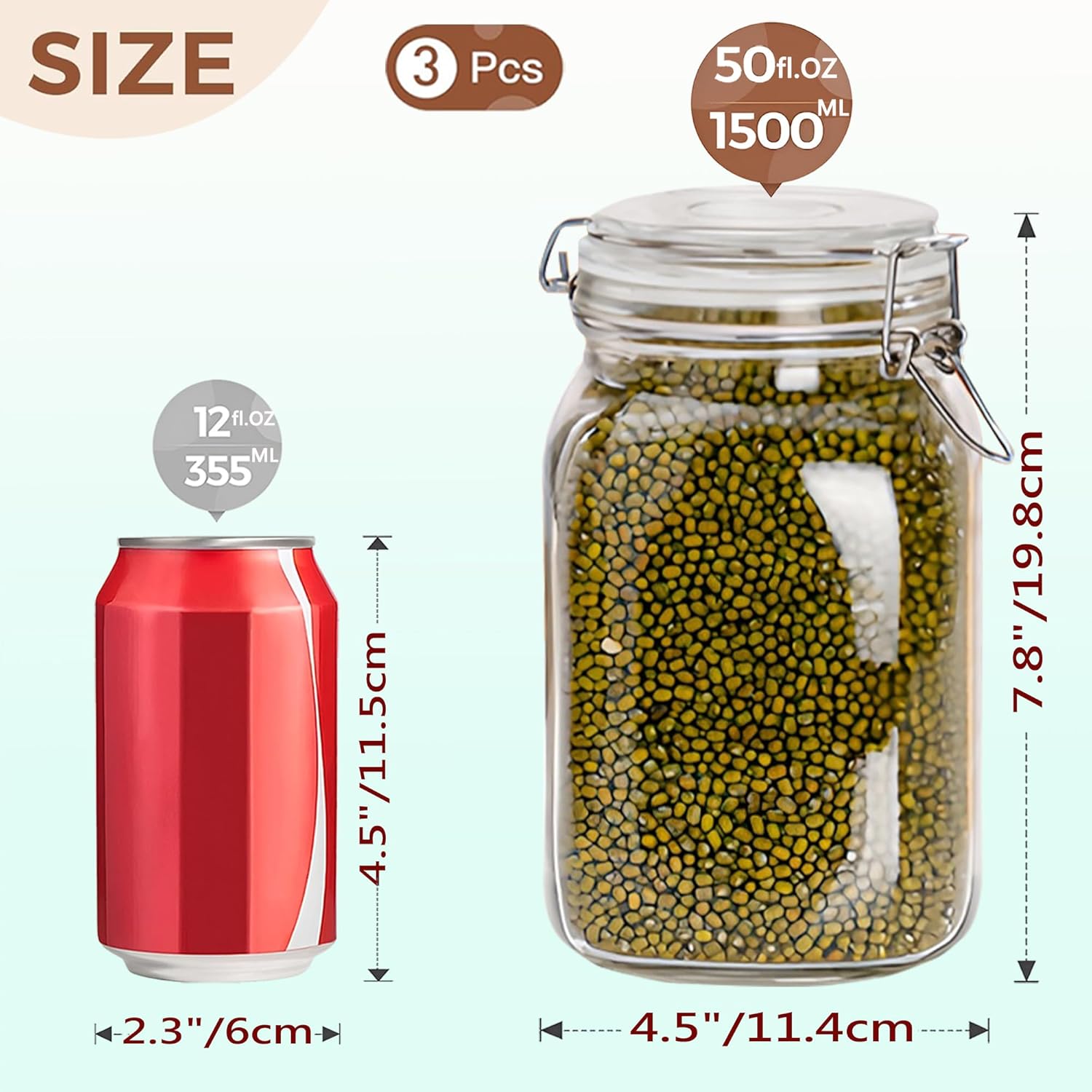 Clear Food Storage Jars 50oz S - Food Storage Glass Set recensione e prezzo