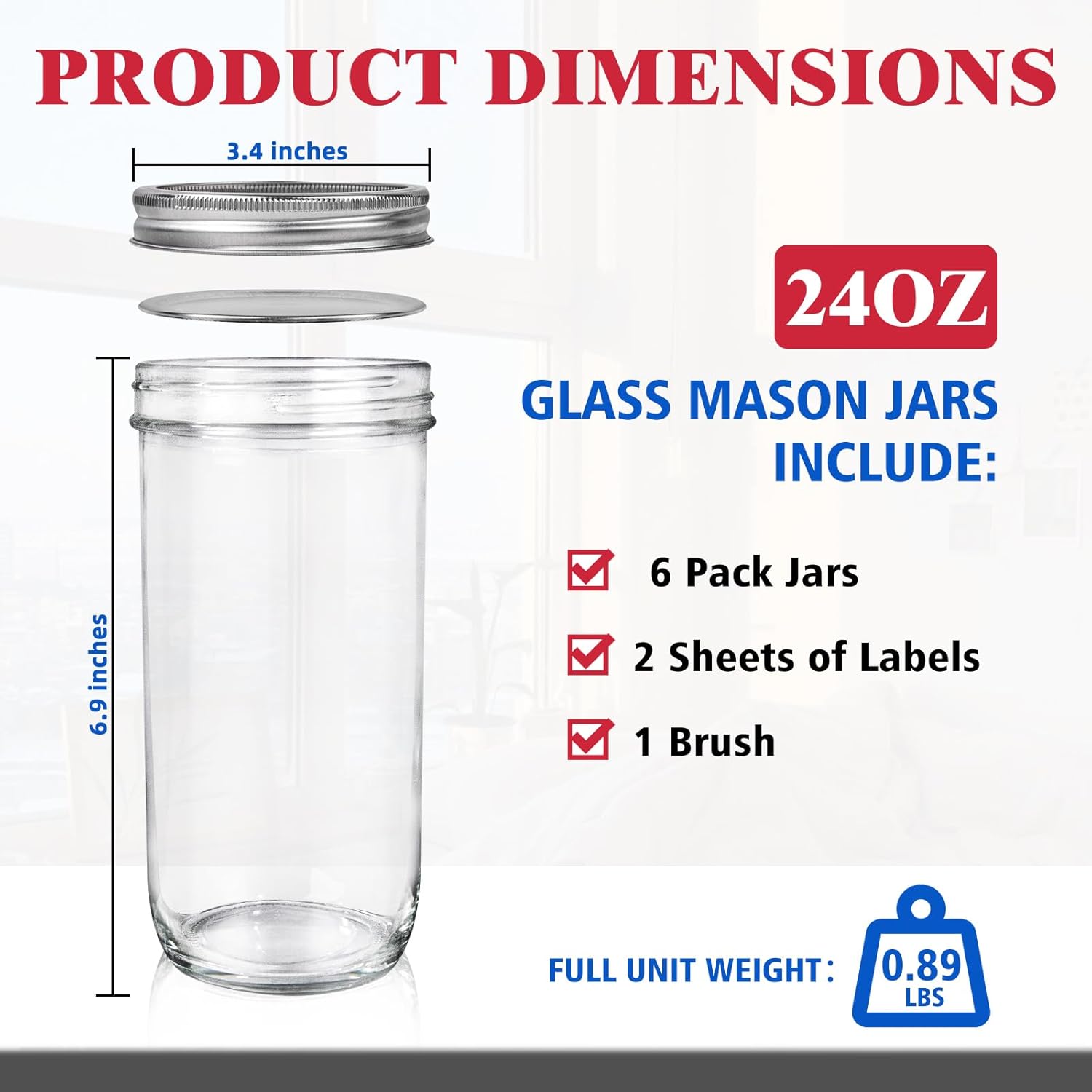 Jars Wide Mouth 6 Pack, 24oz G - Food Storage Jar Labels recensione e prezzo