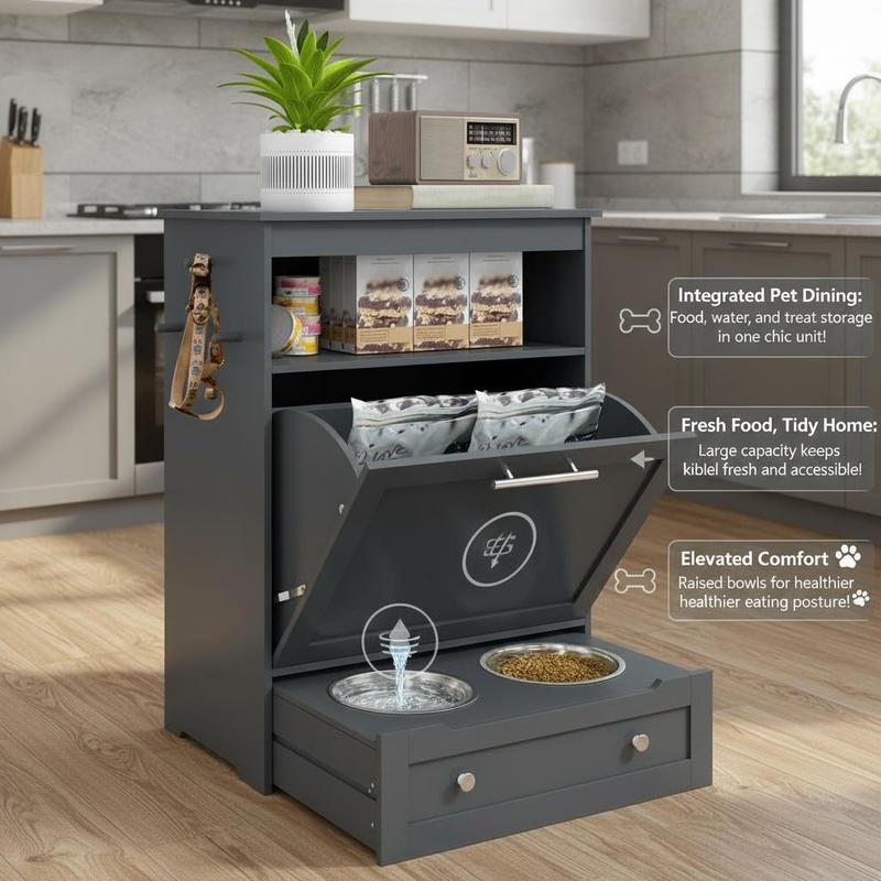 Pet Feeder Station Storage Cab - Food Storage Cabinet recensione e prezzo