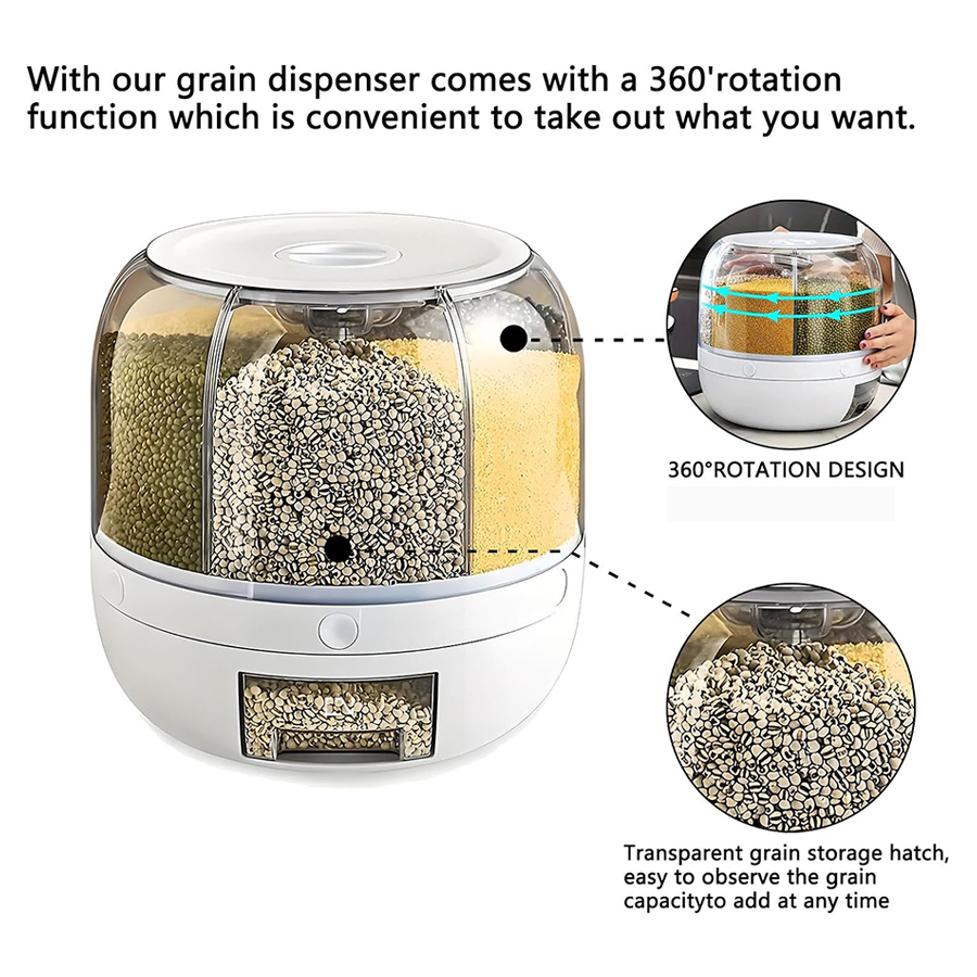 360° Rotating 6-Grid Food Disp - Portion Control Container recensione e prezzo