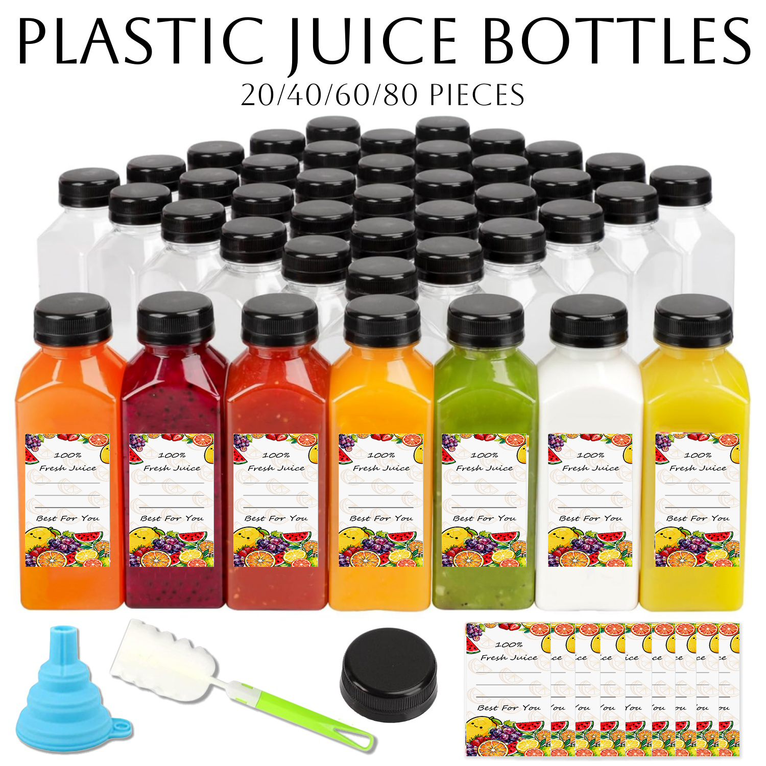 20-80pcs Plastic Juice Bottles - Food Storage Jar Labels recensione e prezzo